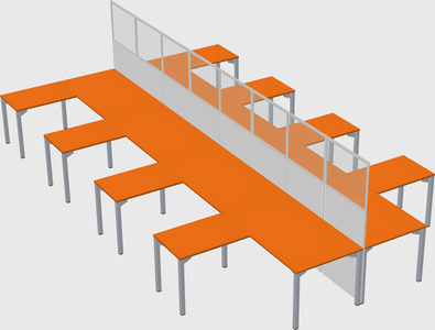 Shared l-shape cubicle