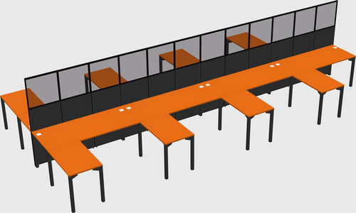 Shared l-shape cubicle