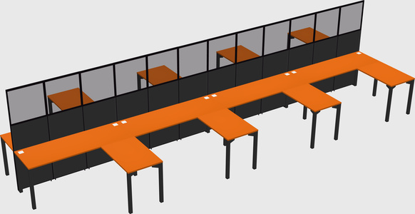 Shared l-shape cubicle