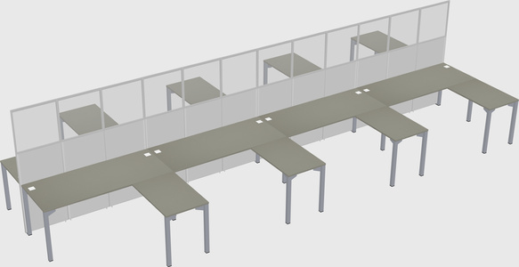 Shared l-shape cubicle