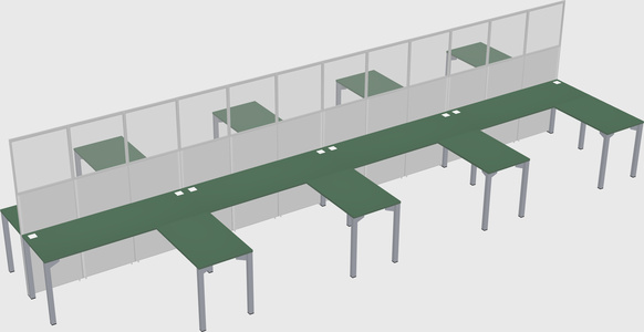 Shared l-shape cubicle