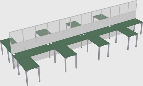 Shared l-shape cubicle