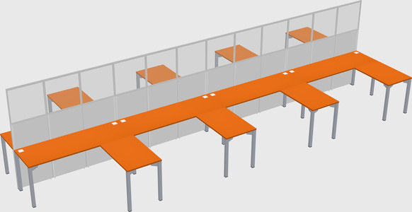 Shared l-shape cubicle