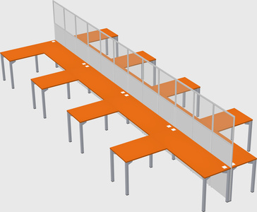 Shared l-shape cubicle