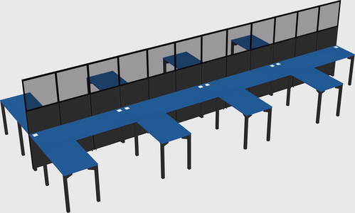 Shared l-shape cubicle