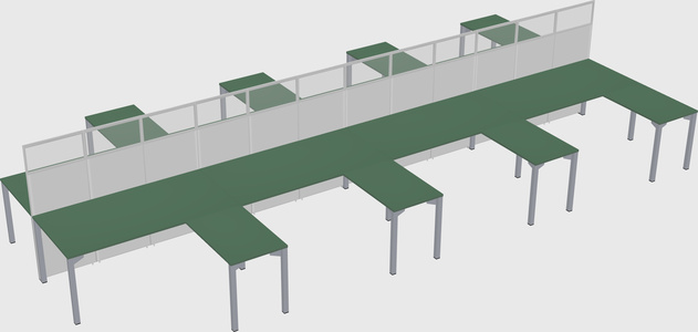 Shared l-shape cubicle