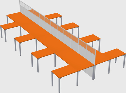 Shared l-shape cubicle