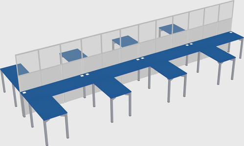 Shared l-shape cubicle