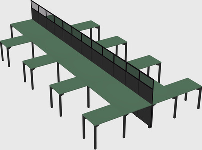 Shared l-shape cubicle
