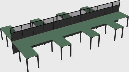 Shared l-shape cubicle