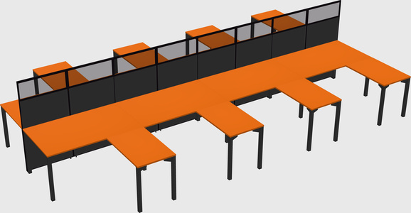 Shared l-shape cubicle