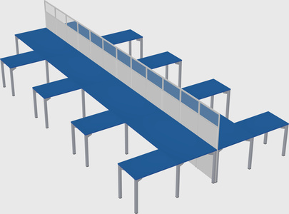 Shared l-shape cubicle