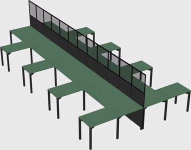 Shared l-shape cubicle