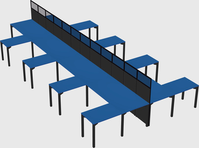 Shared l-shape cubicle