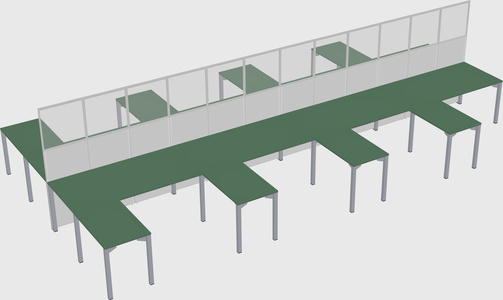 Shared l-shape cubicle