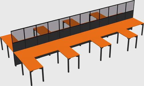 Shared l-shape cubicle