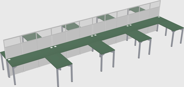 Shared l-shape cubicle