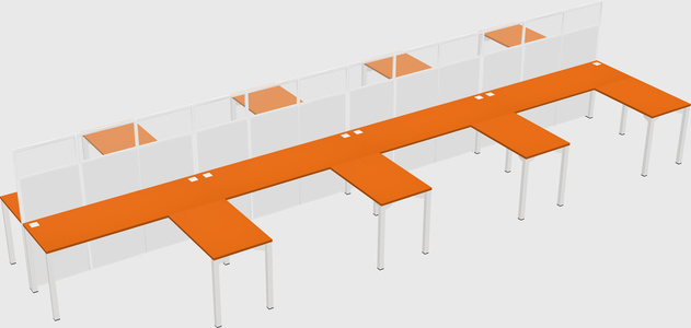 Shared l-shape cubicle