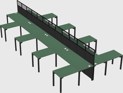 Shared l-shape cubicle