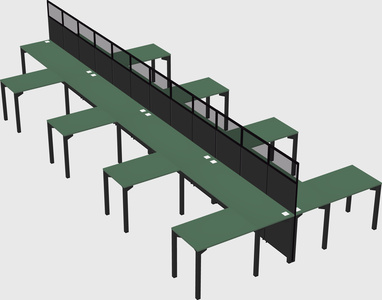 Shared l-shape cubicle