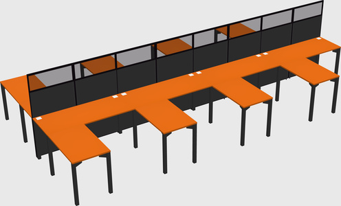 Shared l-shape cubicle