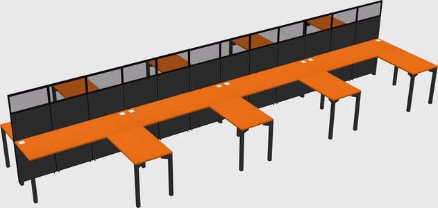 Shared l-shape cubicle