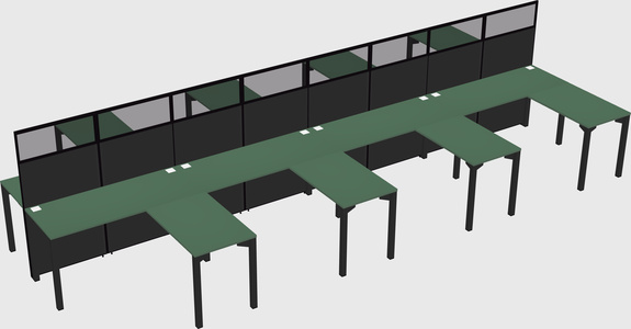 Shared l-shape cubicle