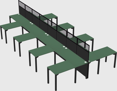 Shared l-shape cubicle