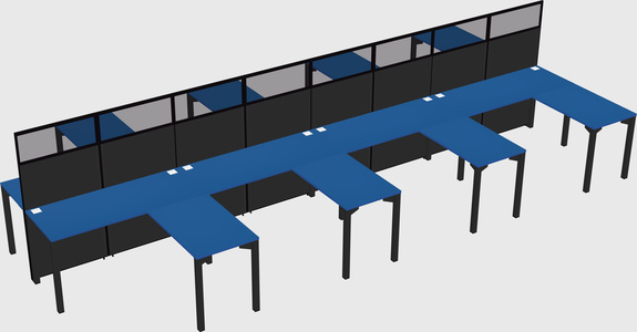 Shared l-shape cubicle