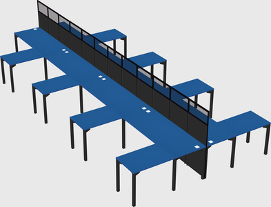 Shared l-shape cubicle