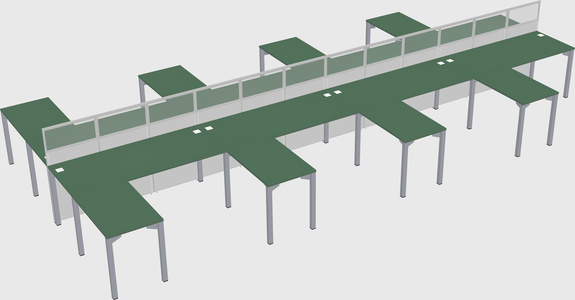 Shared l-shape cubicle