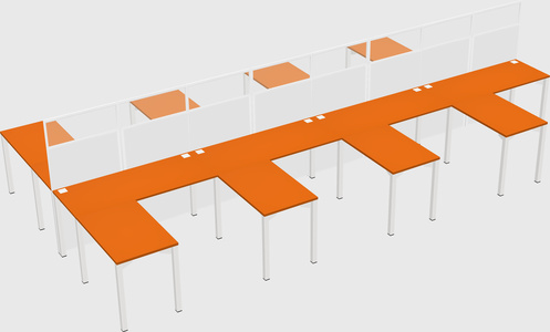 Shared l-shape cubicle