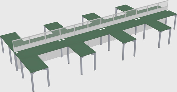 Shared l-shape cubicle