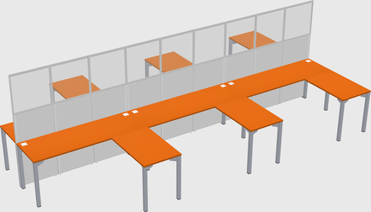 Shared l-shape cubicle