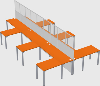 Shared l-shape cubicle