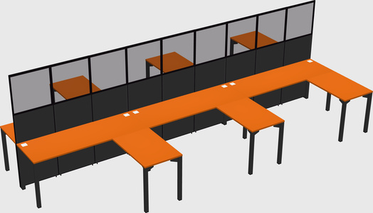 Shared l-shape cubicle