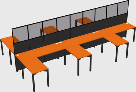 Shared l-shape cubicle