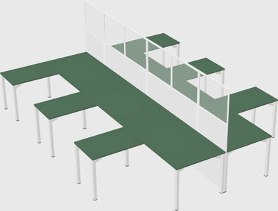 Shared l-shape cubicle