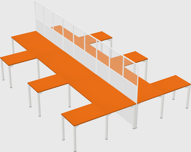 Shared l-shape cubicle