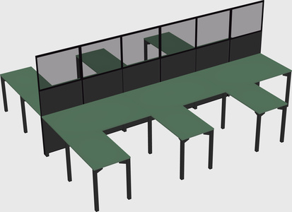 Shared l-shape cubicle