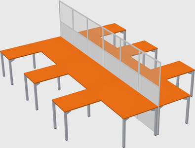 Shared l-shape cubicle