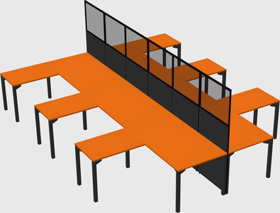 Shared l-shape cubicle
