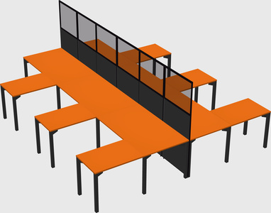 Shared l-shape cubicle