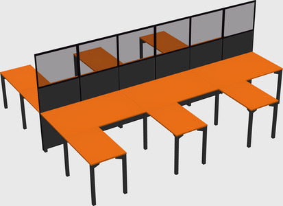 Shared l-shape cubicle