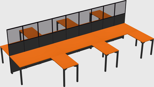 Shared l-shape cubicle