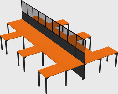 Shared l-shape cubicle