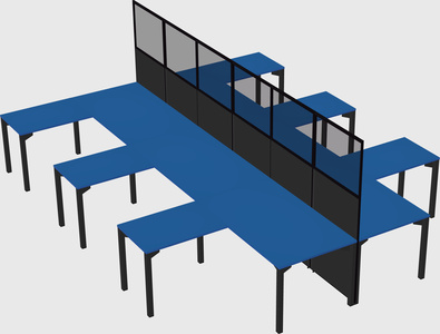 Shared l-shape cubicle