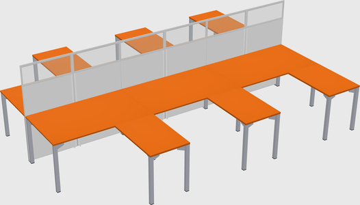Shared l-shape cubicle
