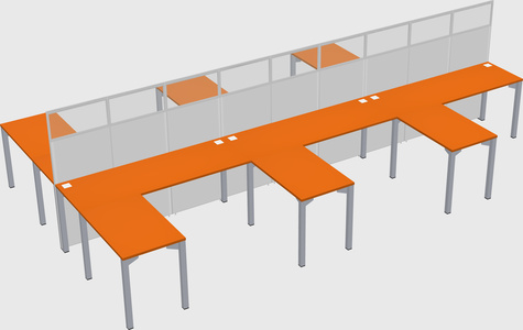 Shared l-shape cubicle