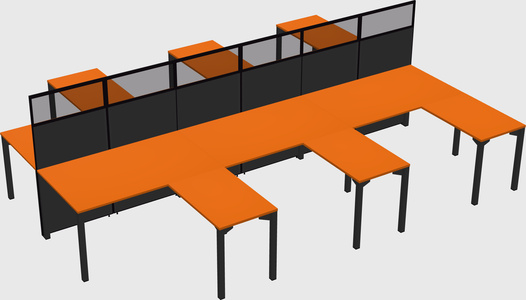 Shared l-shape cubicle